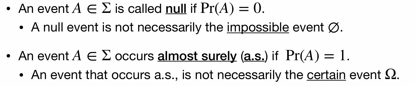 Null & Almost Surely Event